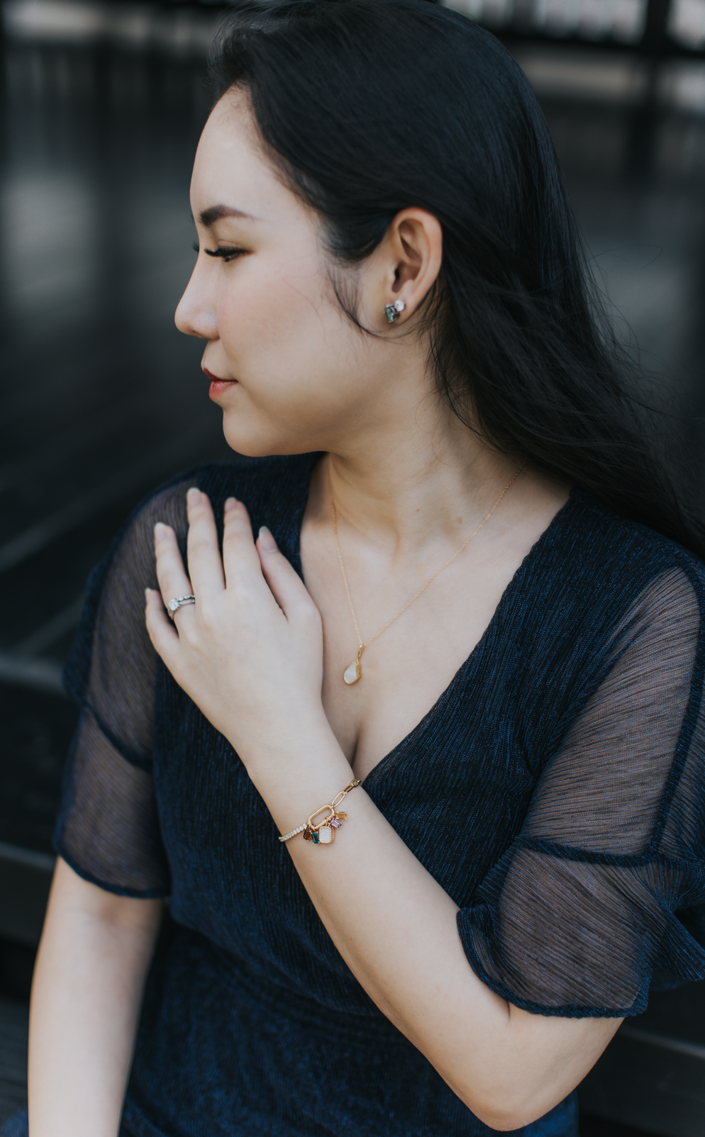 Tennis Paper Clip Charm Locket Bracelet (Gold Vermeil)