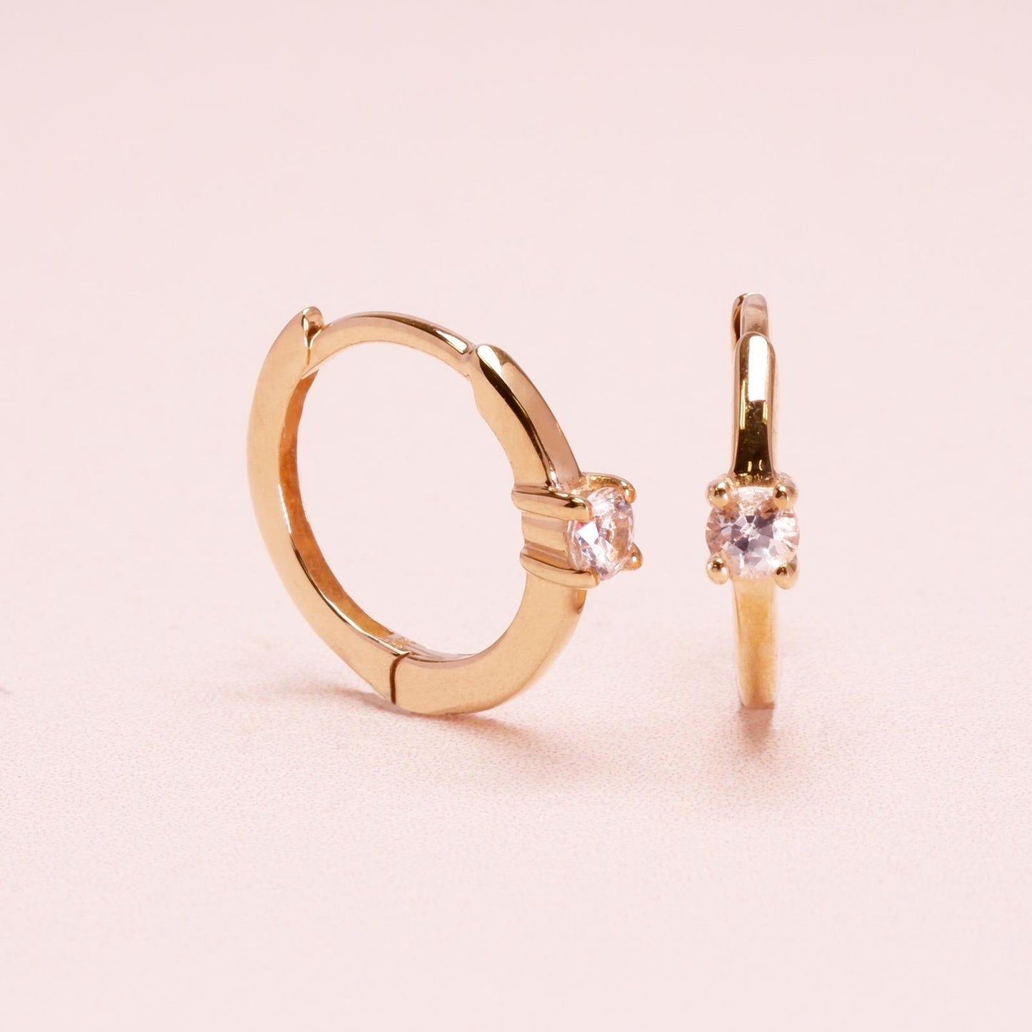 (Instock) 18K Minimalist Diamond Hoop Earrings