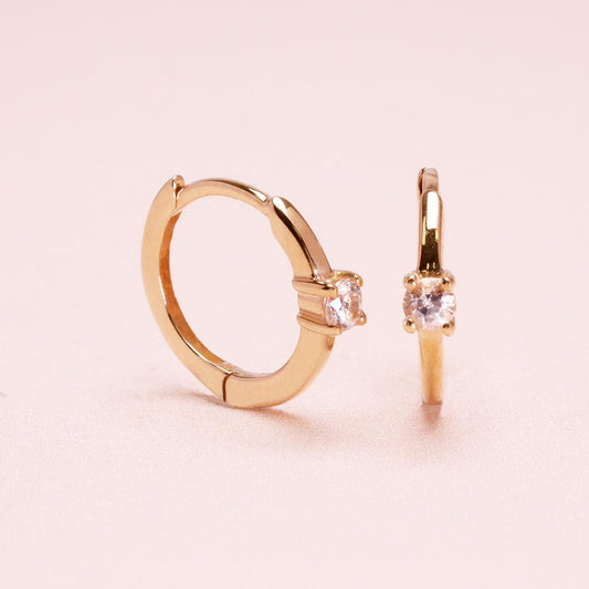 (Instock) 18K Minimalist Diamond Hoop Earrings