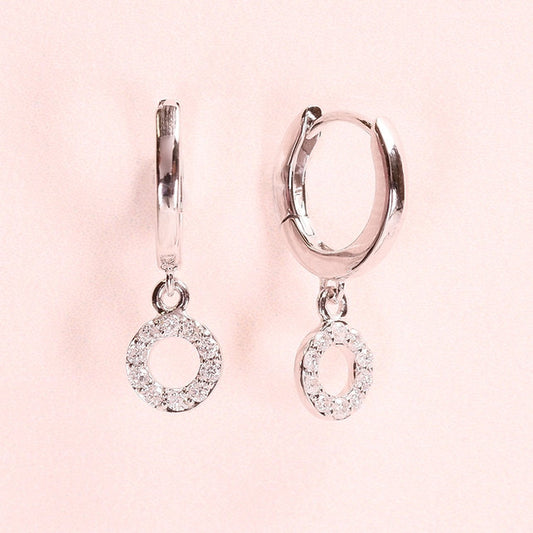 (Instock) 18K Circle Diamond Swing Earrings
