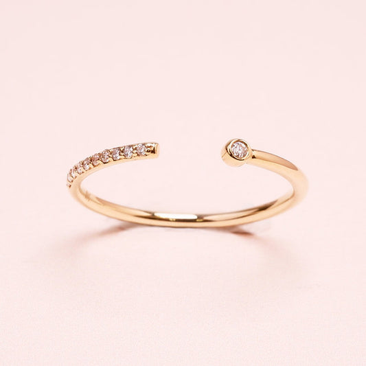 (Instock) 18K Open Wrap Pave Diamond Ring
