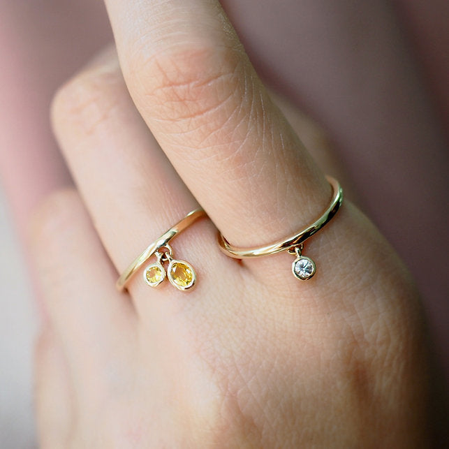(Instock) 18K Diamond Swing Ring