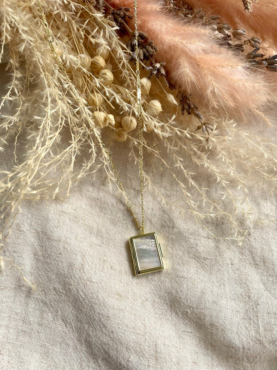 Mother of Pearl Locket In Gold Vermeil