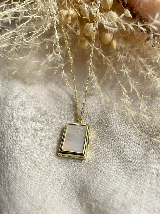 Mother of Pearl Locket In Gold Vermeil