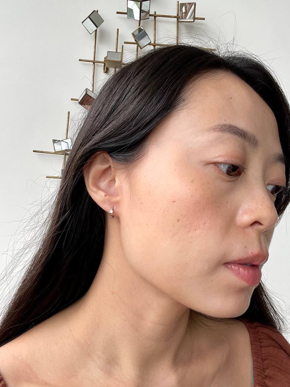 (Instock) 18K Minimalist Diamond Hoop Earrings