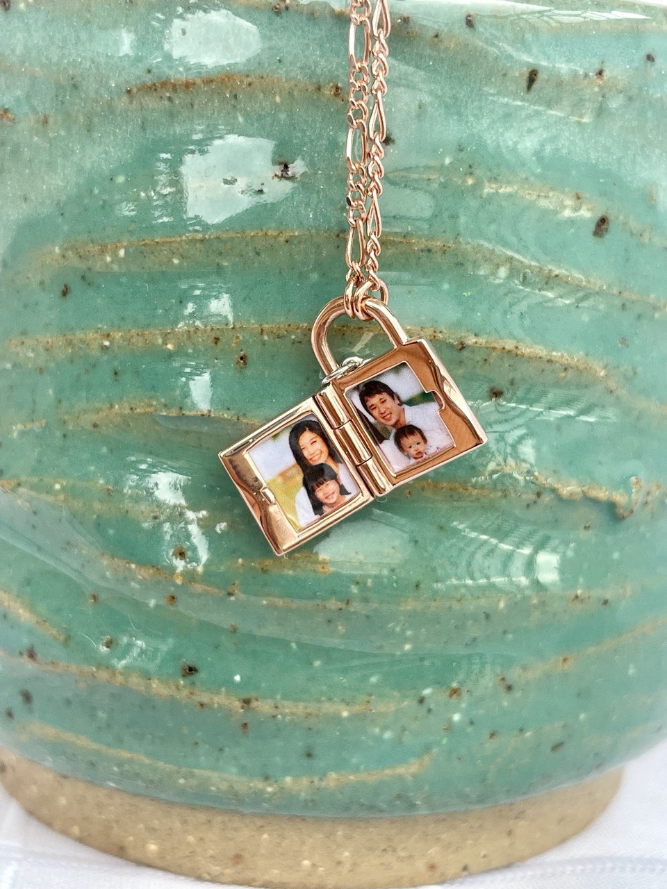 Classic Padlock Locket In Rose Gold Vermeil