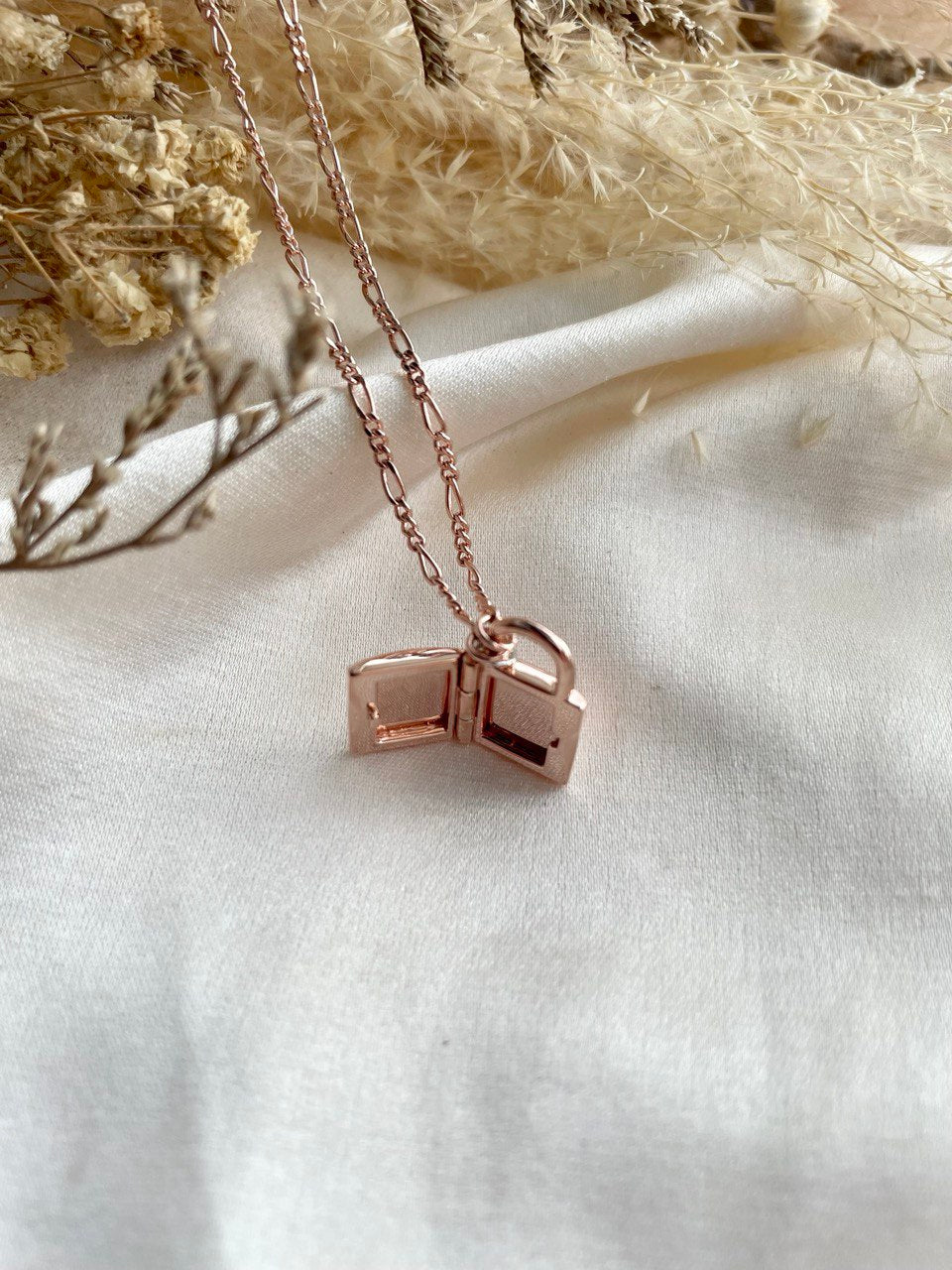 Classic Padlock Locket In Rose Gold Vermeil