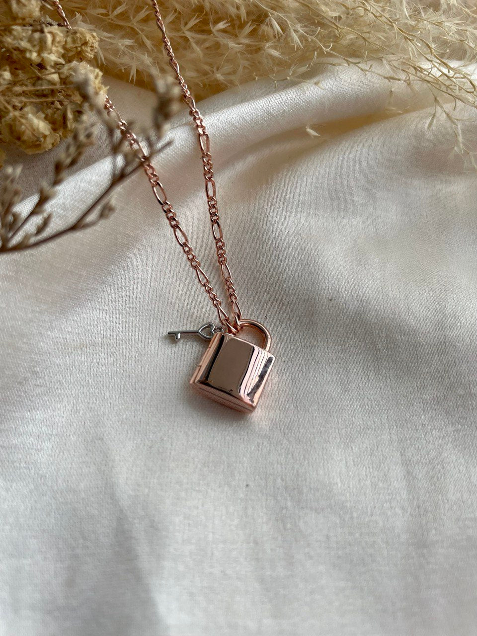 Classic Padlock Locket In Rose Gold Vermeil