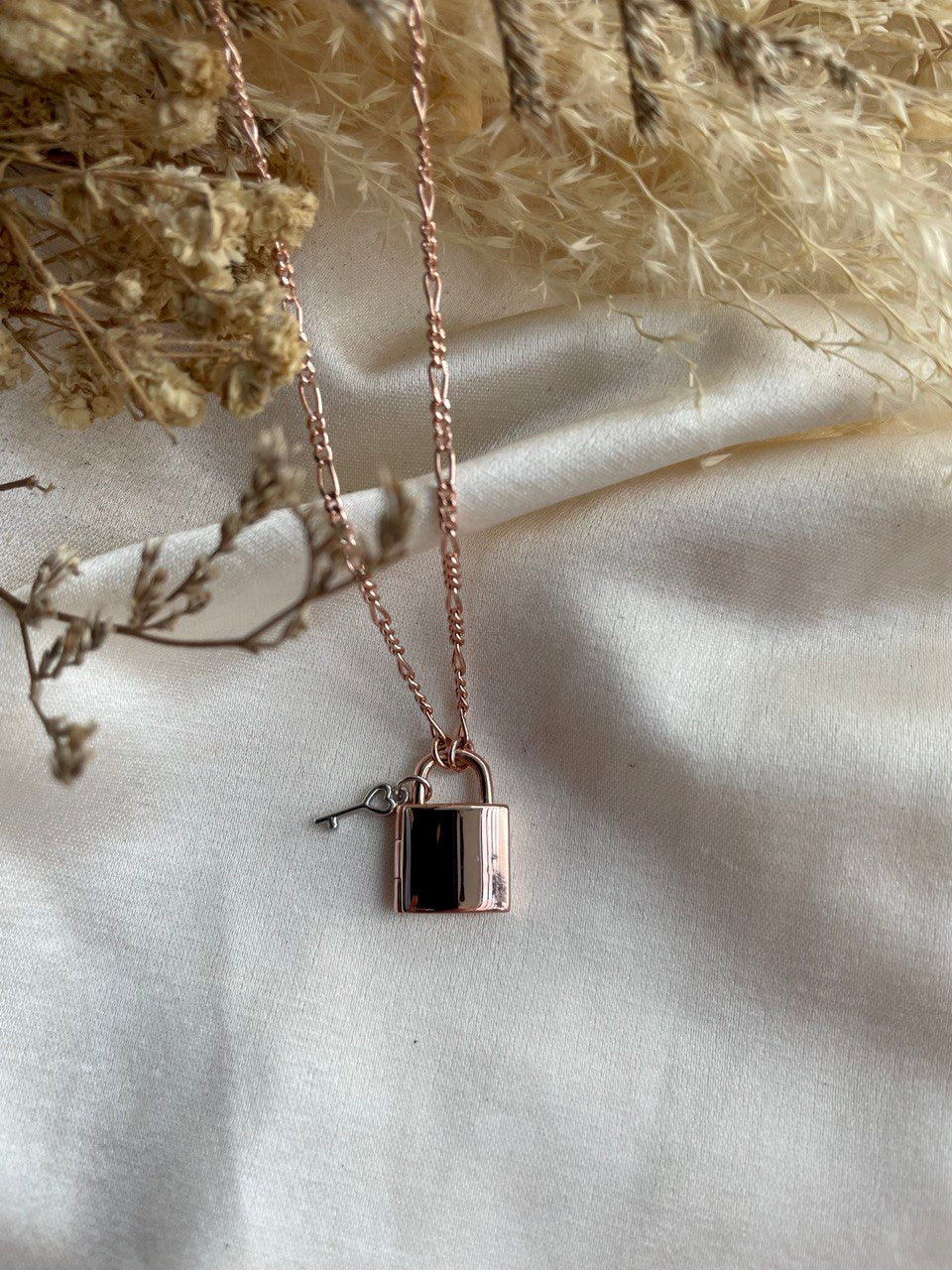 Classic Padlock Locket In Rose Gold Vermeil