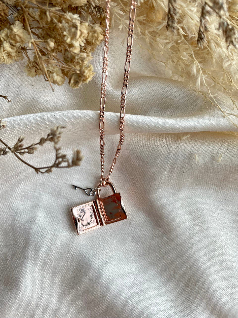 Classic Padlock Locket In Rose Gold Vermeil