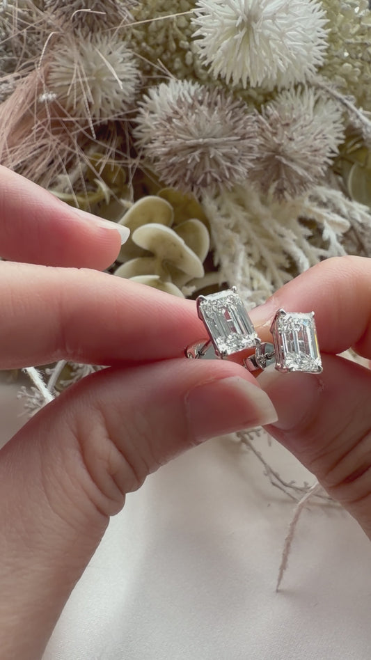 Emerald Cut Lab Diamonds Ear Studs